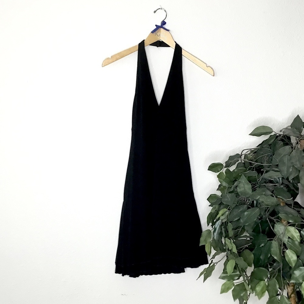 Laundry Little Black Pleated Halter Dress